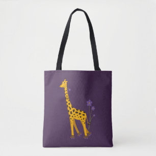 Lila Giraffe Roller Skating Tygkasse