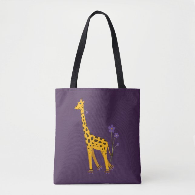 Lila Giraffe Roller Skating Tygkasse (Framsida)