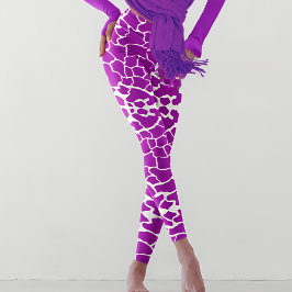 Lila Giraffe-utskrift Leggings