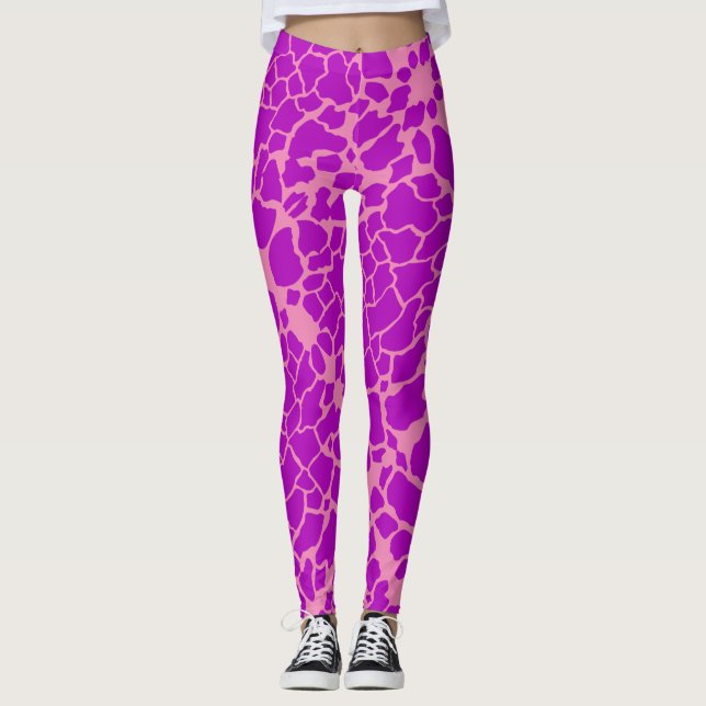 Lila Giraffe-utskrift Leggings (Framsida)