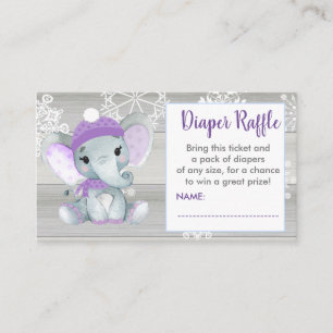 Lila Girl Elephant Diaper raffle biljett rustic Tilläggskort