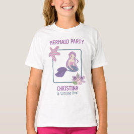 Lila Girl Girl Sjöjungfru Födelsedagsfest T Shirt