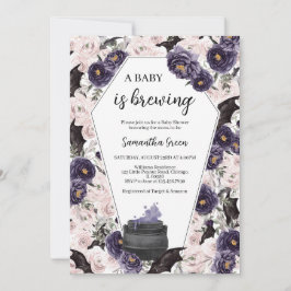 Lila Girl Gothic Halloween Baby Shower Inbjudningar