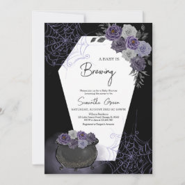 Lila Girl Gothic Halloween Baby Shower Inbjudningar