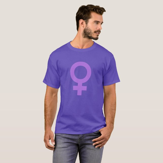 Lila Girl Power Female Symbol T Shirt (Hel framsida)
