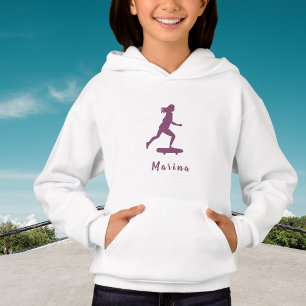Lila Girl Skater Skating Kids Namn Cute & Söt T Shirt