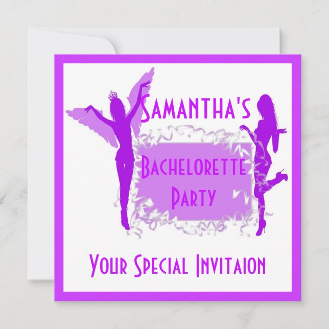 Lila girly bachelorette Party Inbjudningar (Framsida)