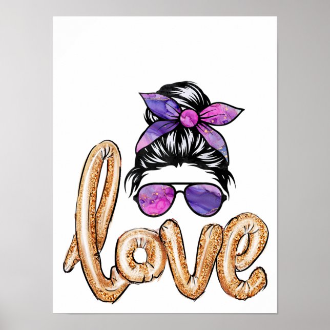 Lila Girly Girl Sunglasses Valentine Day Kärlek Poster (Framsidan)