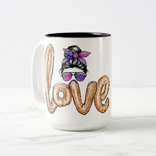 Lila Girly Girl Sunglasses Valentine Day Kärlek Två-Tonad Mugg