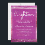Lila Girly Glitter Gnistra 18:e födelsedagen<br><div class="desc">Lila Watercolor Gnistra artonde Födelsedagsfest inbjudan för en Cosmic Night Himmel Celestial Stars 18 födelsedagsfest firande. Det här under stjärnornas rymd och galaxinbjudan är perfekt för en burgundisk Girly som vrider arton Födelsedagsfester. Kontakta designern om du vill ha anpassade matchande objekt.</div>