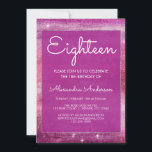 Lila Girly Glitter Gnistra 18:e födelsedagen Inbjudningar<br><div class="desc">Lila Watercolor Gnistra artonde Födelsedagsfest inbjudan för en Cosmic Night Himmel Celestial Stars 18 födelsedagsfest firande. Det här under stjärnornas rymd och galaxinbjudan är perfekt för en burgundisk Girly som vrider arton Födelsedagsfester. Kontakta designern om du vill ha anpassade matchande objekt.</div>