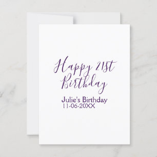 Lila glad 21-årsdag namn datum nyckelring vykort