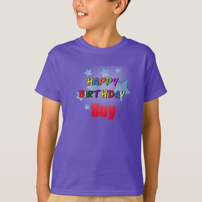 Lila Glad födelsedag pojke barn t-shirt   (Framsida)