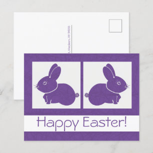 Lila Glad påsk Bunny Vykort