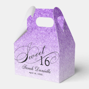Lila Glam Glitter Sweet 16 Anpassningsbar Party Presentaskar