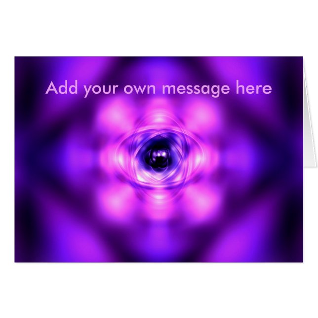 Lila-glappande atom hälsningskort (Framsidan Horizontal)