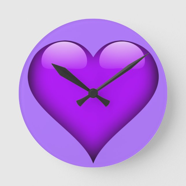 Lila Glass Heart Anpassade Rund Klocka (Framsida)