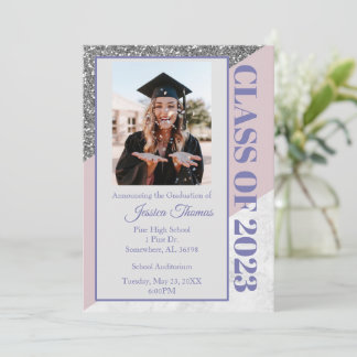 Lila Glitter 2023 Studenten Inbjudningar