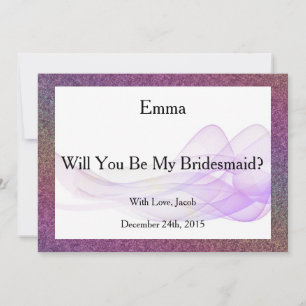 Lila Glitter Abstrakt kommer att bli min bridesmai Inbjudningar