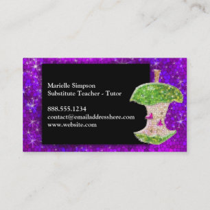 Lila Glitter Apple Supple Teacher Tutor MUA Visitkort