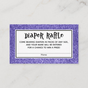 Lila Glitter Baby Shower Diaper Raffle Cards Tilläggskort