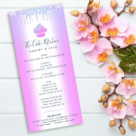 Lila Glitter Bakery Cuptårta Pastry Chef Menu Reklamkort