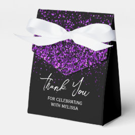 Lila Glitter Black Birthday Tack Presentaskar