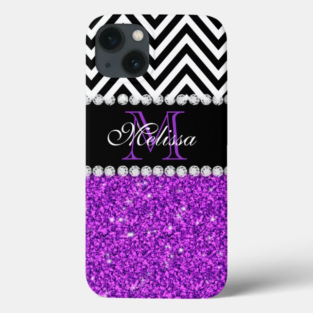 LILA GLITTER BLACK CHEVRON MONOGRAMMED (Baksida)