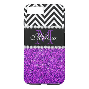 LILA GLITTER BLACK CHEVRON MONOGRAMMED