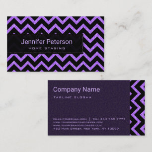 Lila Glitter Black Chevron Visitkort