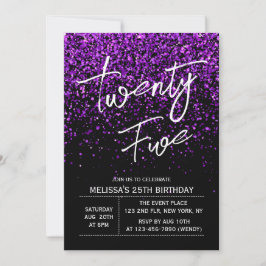 Lila Glitter Black vid alla åldrar Inbjudningar