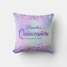 Lila Glitter Blek Iridescent Quinceanera Kudde