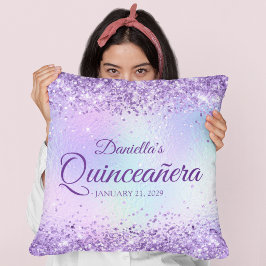 Lila glitter blek iriserande Quinceanera Kudde