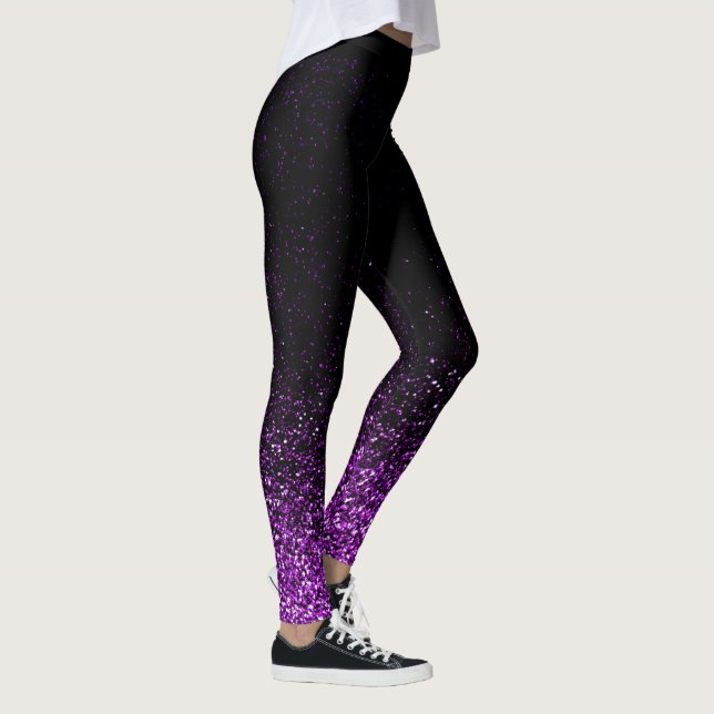Lila Glitter bleknar till svart Leggings (Höger)