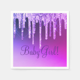Lila Glitter Bling Girl Namn Gnistra Glam Chic  Pappersservett