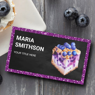 Lila Glitter Blueberry Cheesecake Pastry Bakery Visitkort