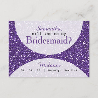 Lila Glitter Brudens sida Bridesmaid Inbjudningar