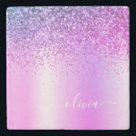 Lila Glitter Brushed Girly Monogram Namn Stenunderlägg<br><div class="desc">Lila Faux Foil Metallic Gnistra Glitter Brushed Metall Monogram Namn Stone Tile. Det gör perfekt studenten,  söt 16-årsdag,  bröllop,  möhippa,  årsdag,  babydusch eller bachelorette-fest till någon som kärlek glam lyx och chic stilar.</div>