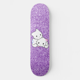 Lila Glitter Cat Skateboard Deck