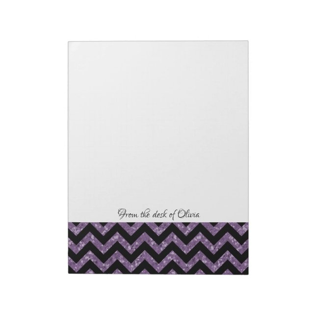 Lila Glitter Chevron Anteckningsblock (Roterad)