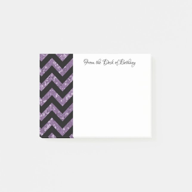 Lila Glitter Chevron Post-it Notes Block (Framsida)