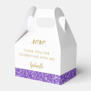 Lila Glitter Chic Modern Birthday Mitzvah Presentaskar