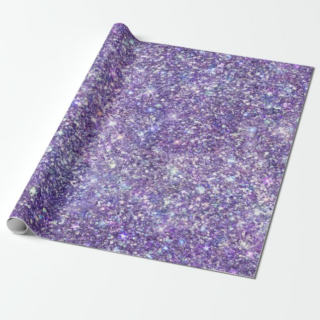 Lila Glitter Confetti Gnistra Presentpapper (Utrullad)