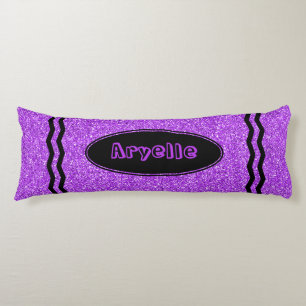 Lila Glitter Crayon Anpassat namnkroppsdel Kroppskudde