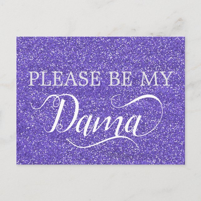 Lila Glitter Dama Quinceanera Dama Frieri Inbjudan Vykort (Framsida)
