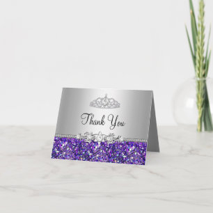 Lila glitter & diamant tiara tackkort