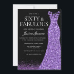 Lila Glitter Dress Gown 60:e Födelsedagsfesten Inbjudningar<br><div class="desc">Lila Glitter Dress Gown 60:e Födelsedagsfest inbjudan Tillgänglig som elektronisk inbjudan Variationer till inbjudan och matchande artiklar i vår butik</div>