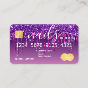 Lila Glitter Drift Nagel Kredit Affärskort Visitkort