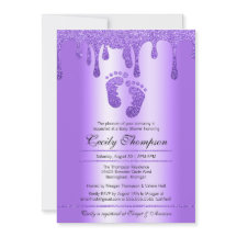 Lila Glitter Drip Luxury Baby Feet Shower Invita