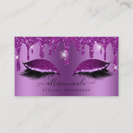 Lila Glitter Drip Metallic Foil Eyelash Visitkort